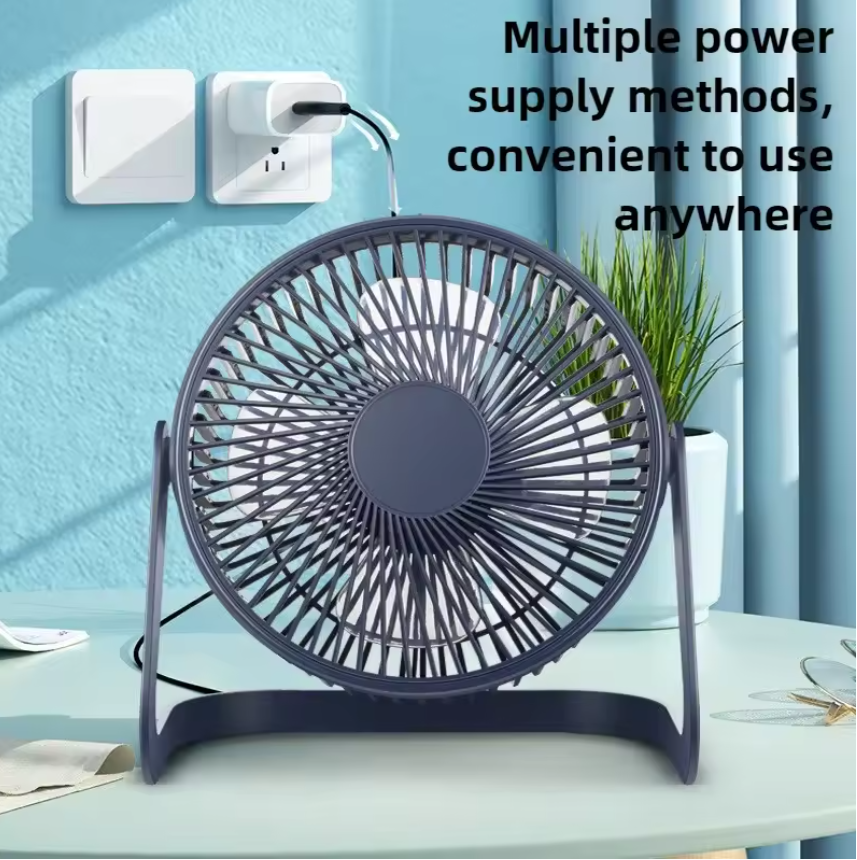 Desk Fan USB Small Fan Plug-in Silent Office Student Dormitory Table Brushless Fan High Wind 5 Inch Mesh Cover Removable Fast delivery within 1-5 days