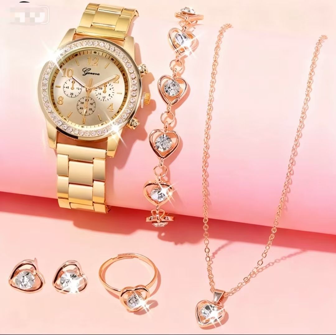 Women Quartz Watch Set Women Alloy Strap Watch Gift Rhinestone Watch Women watch Set Local fast delivery