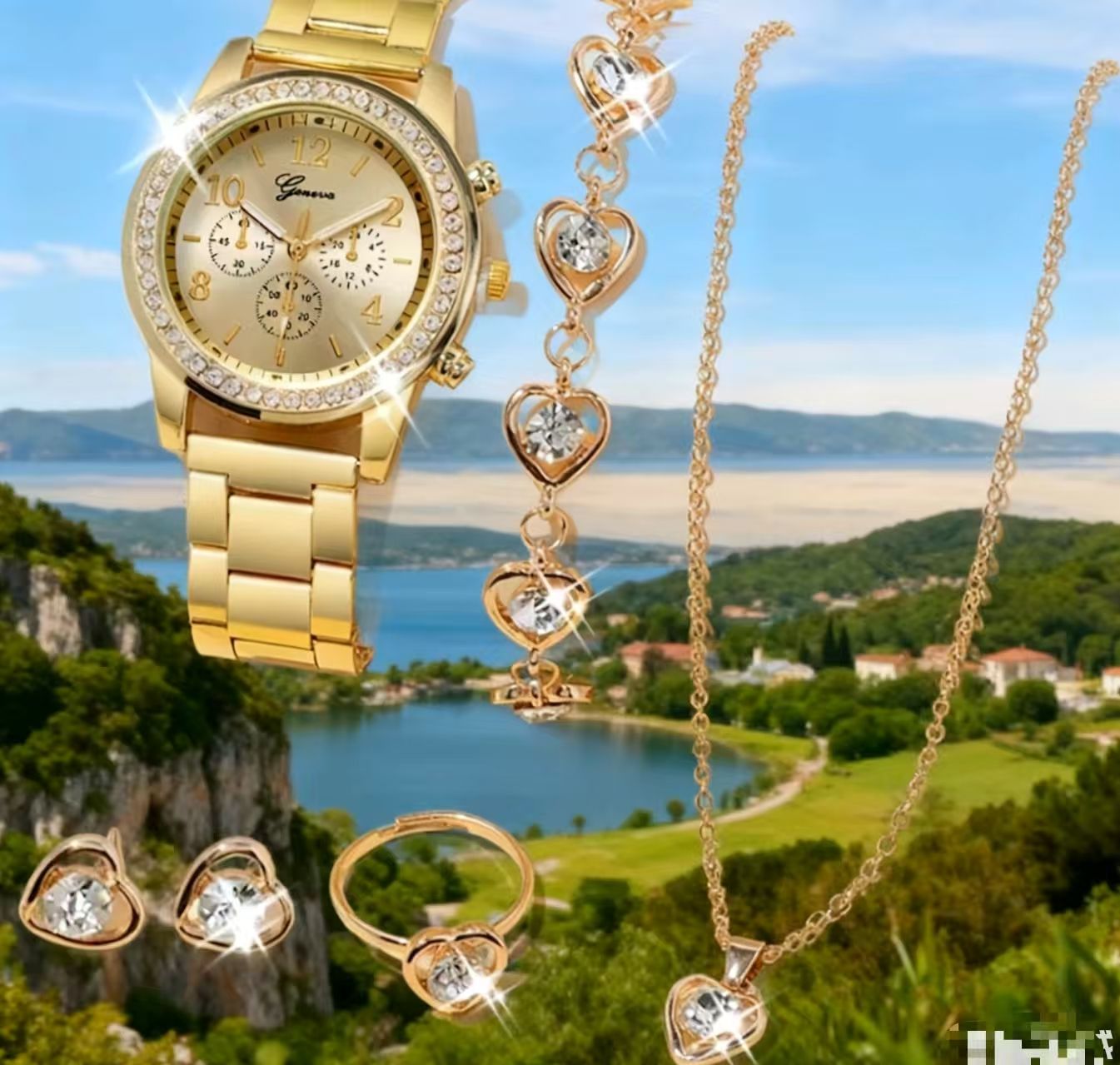 Women Quartz Watch Set Women Alloy Strap Watch Gift Rhinestone Watch Women watch Set Local fast delivery