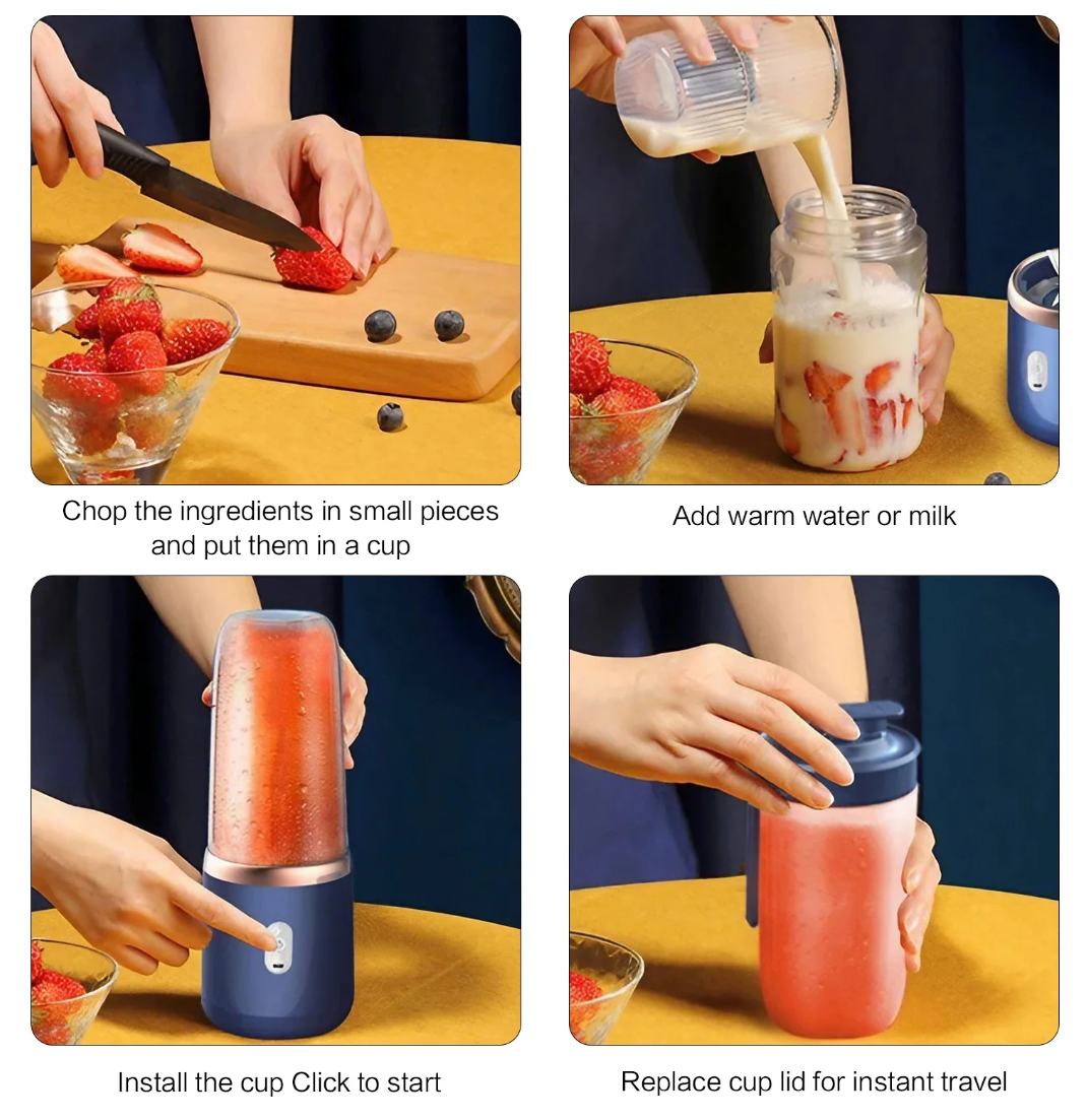 Rechargeable juicer Dual Cup Portable Juice Extractor Mini Blender USB Juice Separator Small Appliance for Home Kitchen Local fast delivery