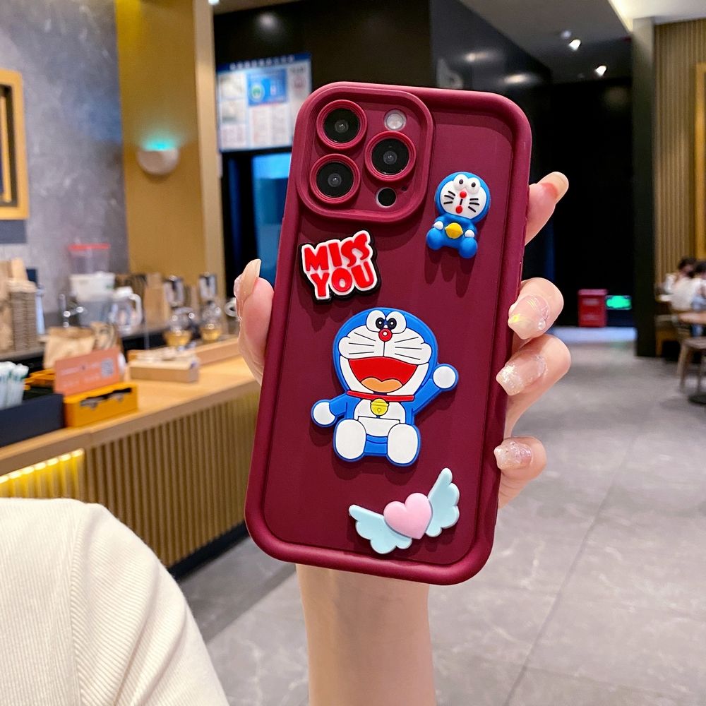 for iPhone 15 Pro Max 14 Plus 13 12 11 XR 8 7 SE 2022 XS Animation Cute Doraemo Full Protective Phone Case Anti Drop Cover