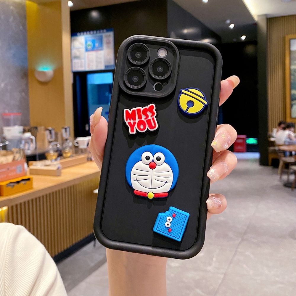 for iPhone 15 Pro Max 14 Plus 13 12 11 XR 8 7 SE 2022 XS Animation Cute Doraemo Full Protective Phone Case Anti Drop Cover