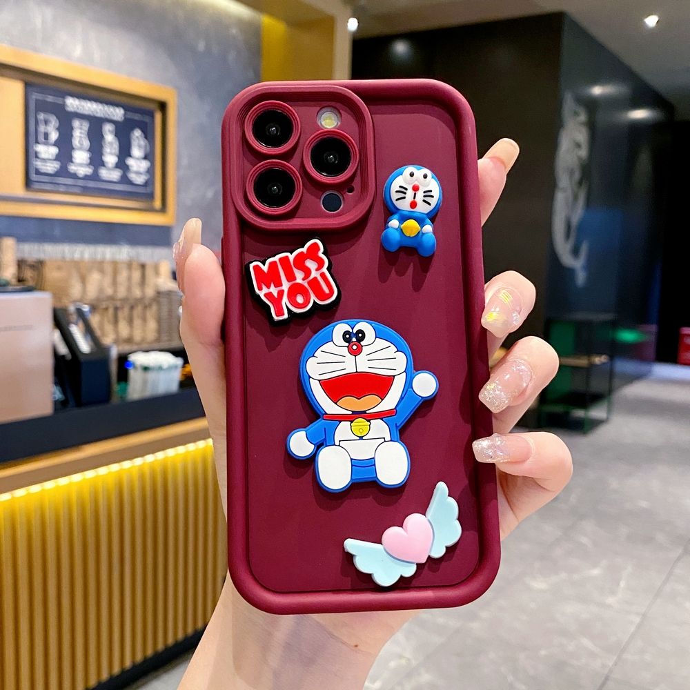 for iPhone 15 Pro Max 14 Plus 13 12 11 XR 8 7 SE 2022 XS Animation Cute Doraemo Full Protective Phone Case Anti Drop Cover