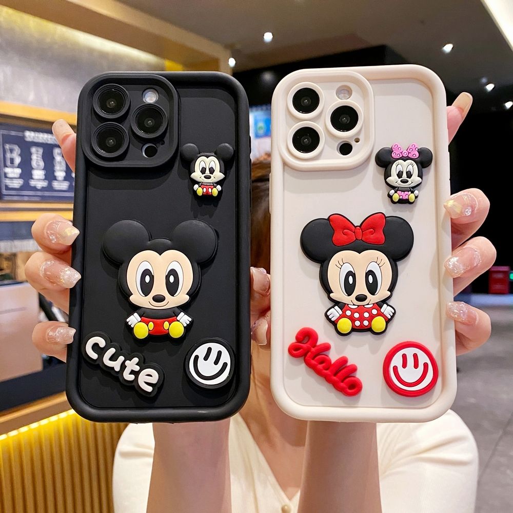 for Realme C67 C53 C51 Note 50 C21Y C25Y C33 C30 C35 9i Couple Cartoon Mickey Minnie Full Protective Phone Case Anti Drop Cover