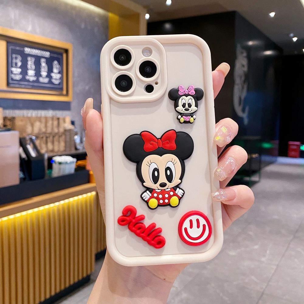 for Realme C67 C53 C51 Note 50 C21Y C25Y C33 C30 C35 9i Couple Cartoon Mickey Minnie Full Protective Phone Case Anti Drop Cover