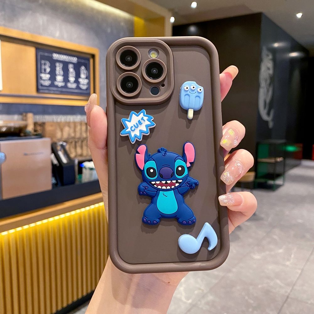 for iPhone 15 Pro Max 14 Plus 13 12 11 XR 8 7 SE 2022 XS Stitch Angel Couple Full Protective Phone Case Anti Drop Cover