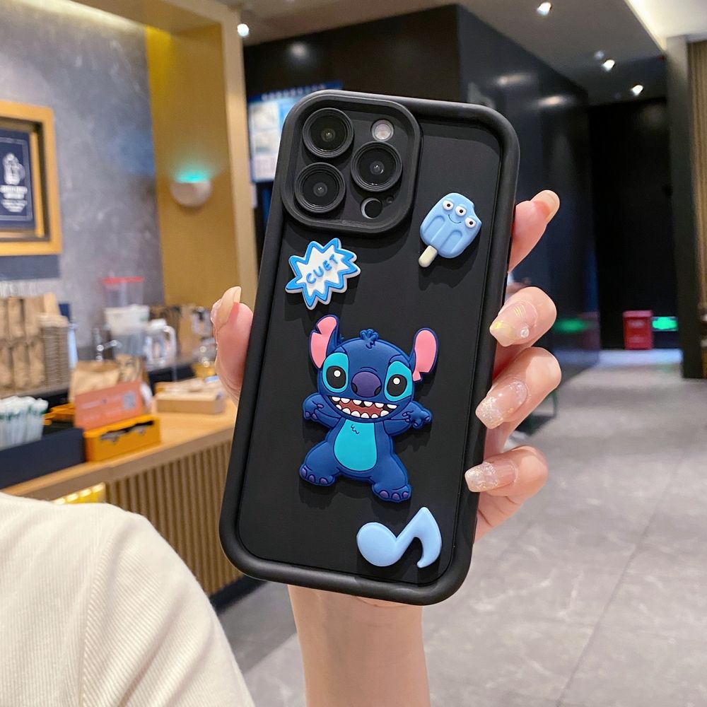 for iPhone 15 Pro Max 14 Plus 13 12 11 XR 8 7 SE 2022 XS Stitch Angel Couple Full Protective Phone Case Anti Drop Cover