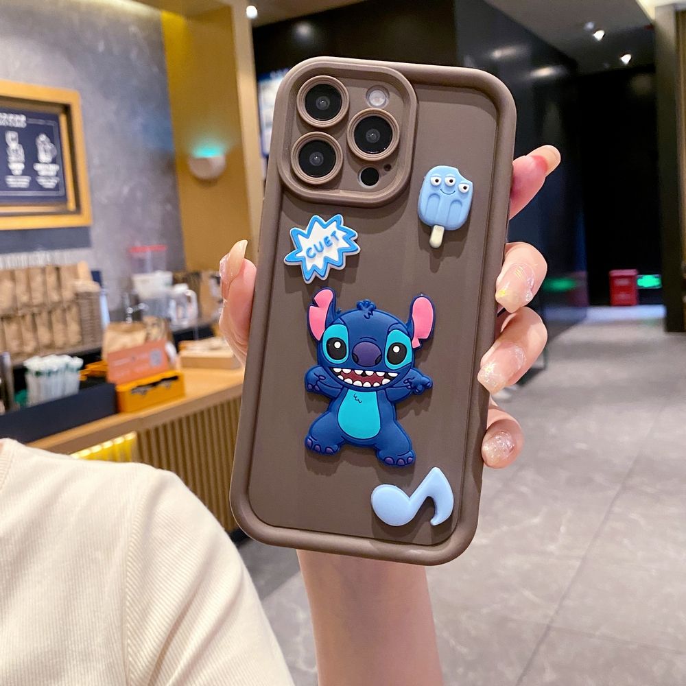for iPhone 15 Pro Max 14 Plus 13 12 11 XR 8 7 SE 2022 XS Stitch Angel Couple Full Protective Phone Case Anti Drop Cover