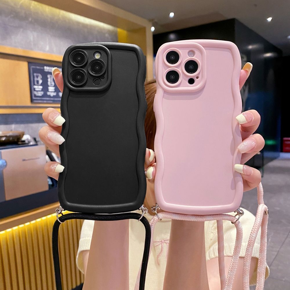 For Realme C67 C53 C51 Note 50 C21Y C25Y C33 C30 C35 9i Adjustable Crossbody Lanyard Strap Phone Case Wave Frame Cover