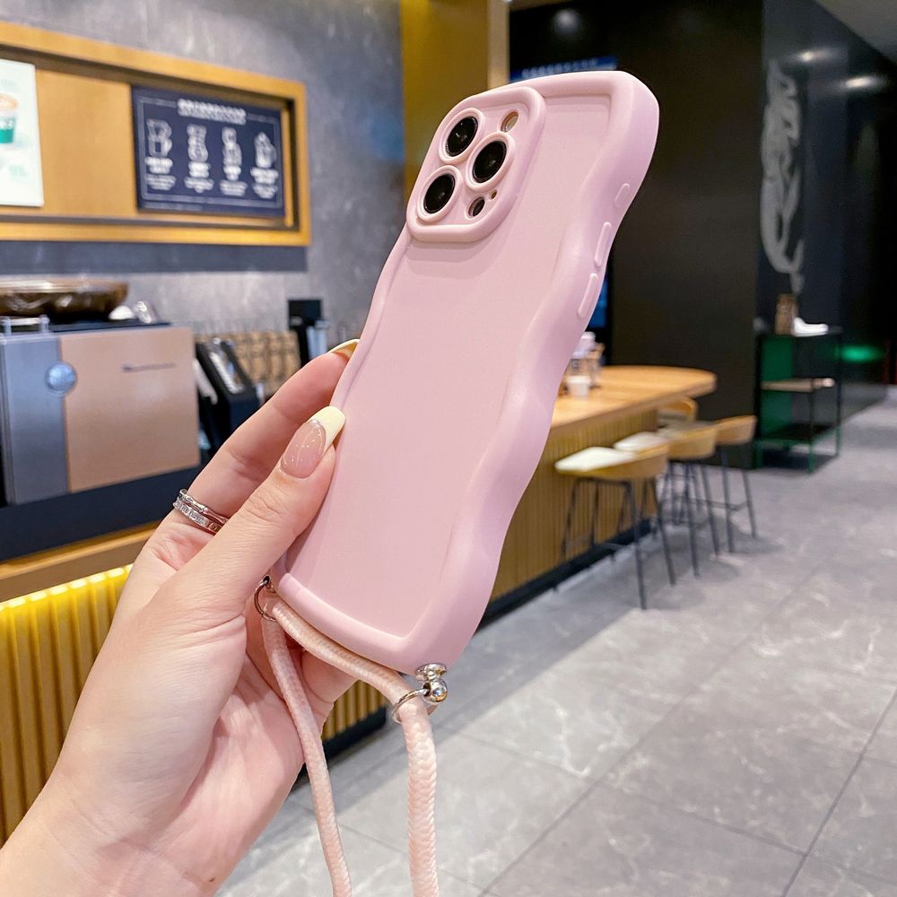 For Realme C67 C53 C51 Note 50 C21Y C25Y C33 C30 C35 9i Adjustable Crossbody Lanyard Strap Phone Case Wave Frame Cover