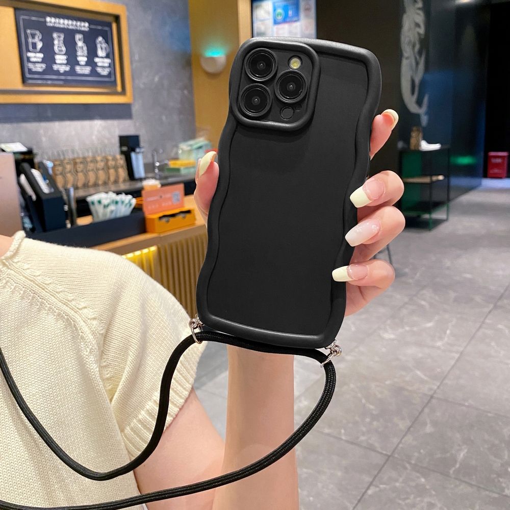 For Realme C67 C53 C51 Note 50 C21Y C25Y C33 C30 C35 9i Adjustable Crossbody Lanyard Strap Phone Case Wave Frame Cover