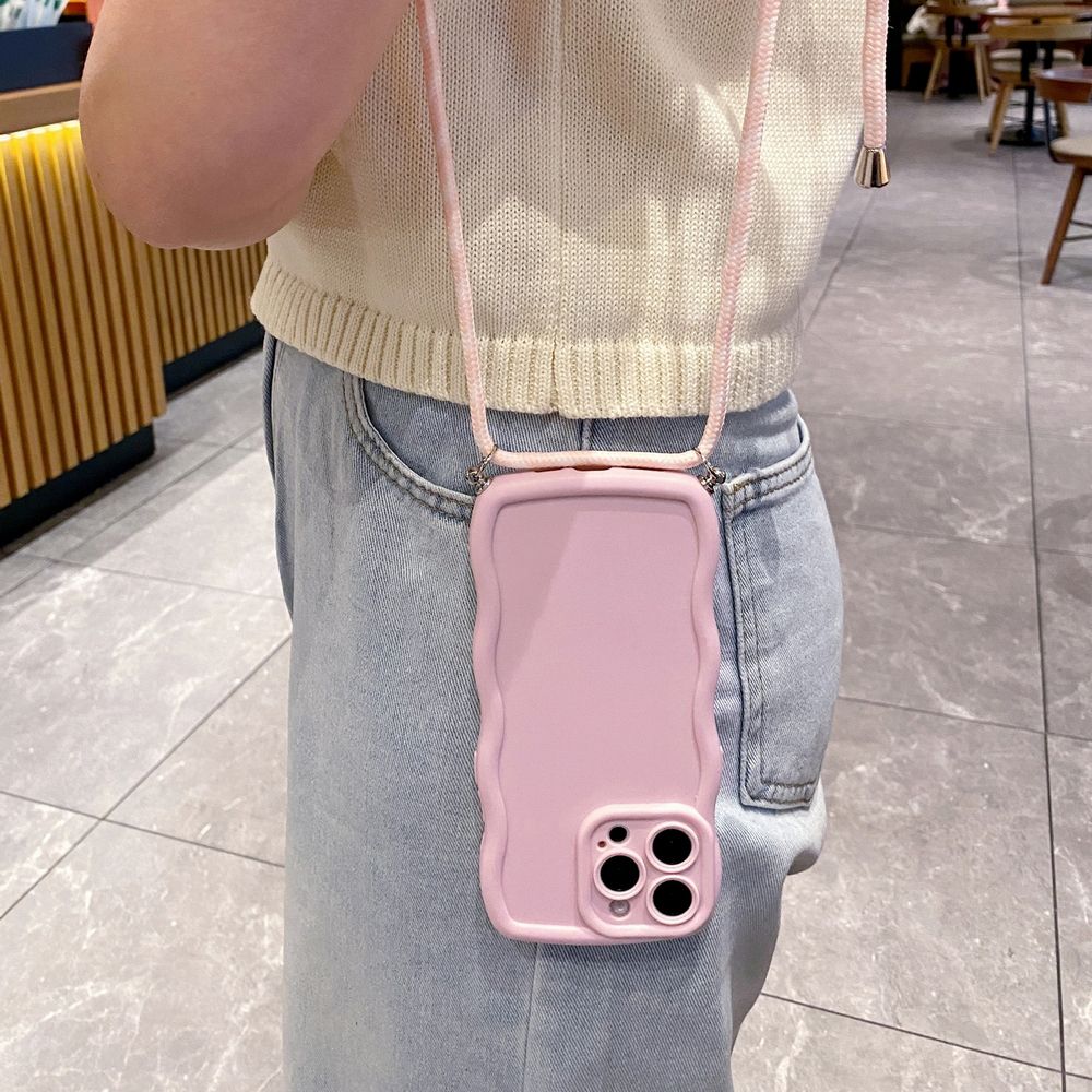 For Realme C67 C53 C51 Note 50 C21Y C25Y C33 C30 C35 9i Adjustable Crossbody Lanyard Strap Phone Case Wave Frame Cover