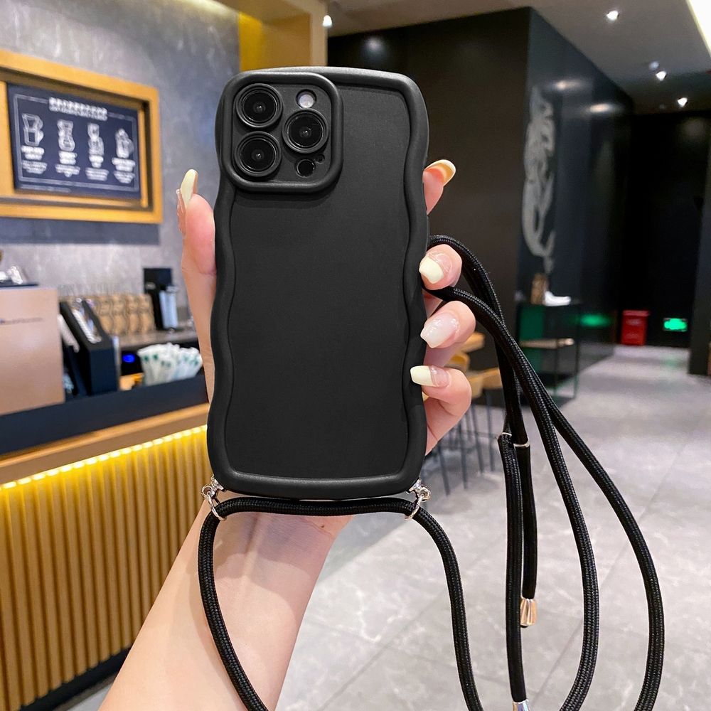 For Realme C67 C53 C51 Note 50 C21Y C25Y C33 C30 C35 9i Adjustable Crossbody Lanyard Strap Phone Case Wave Frame Cover