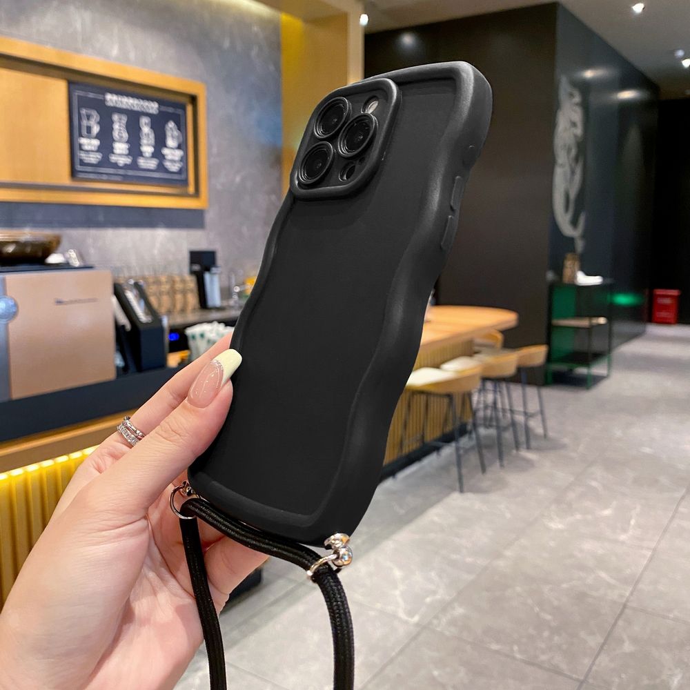 For Realme C67 C53 C51 Note 50 C21Y C25Y C33 C30 C35 9i Adjustable Crossbody Lanyard Strap Phone Case Wave Frame Cover