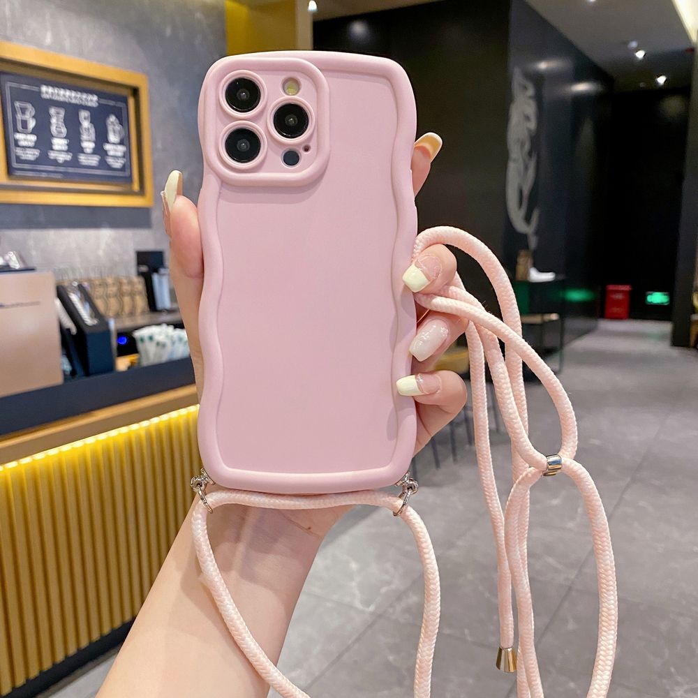 For Realme C67 C53 C51 Note 50 C21Y C25Y C33 C30 C35 9i Adjustable Crossbody Lanyard Strap Phone Case Wave Frame Cover