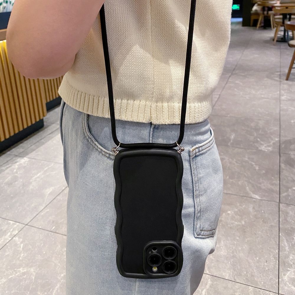 For Realme C67 C53 C51 Note 50 C21Y C25Y C33 C30 C35 9i Adjustable Crossbody Lanyard Strap Phone Case Wave Frame Cover