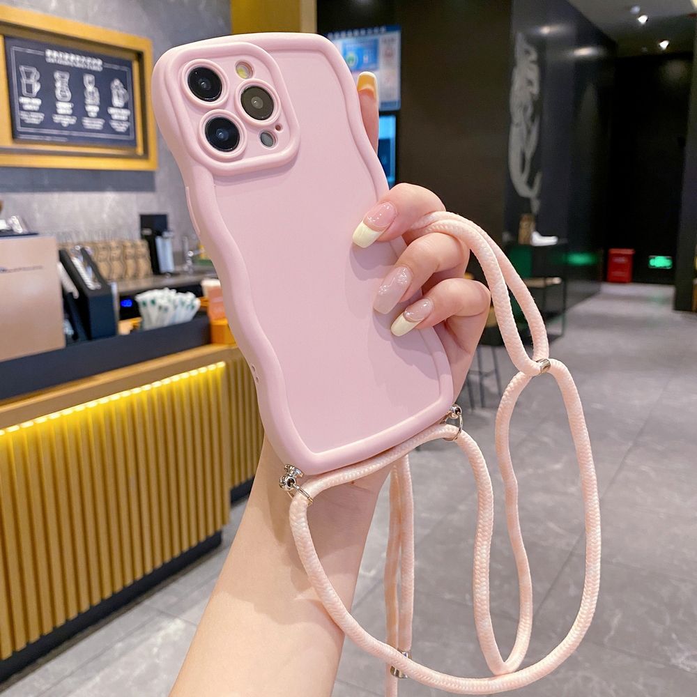 For Realme C67 C53 C51 Note 50 C21Y C25Y C33 C30 C35 9i Adjustable Crossbody Lanyard Strap Phone Case Wave Frame Cover