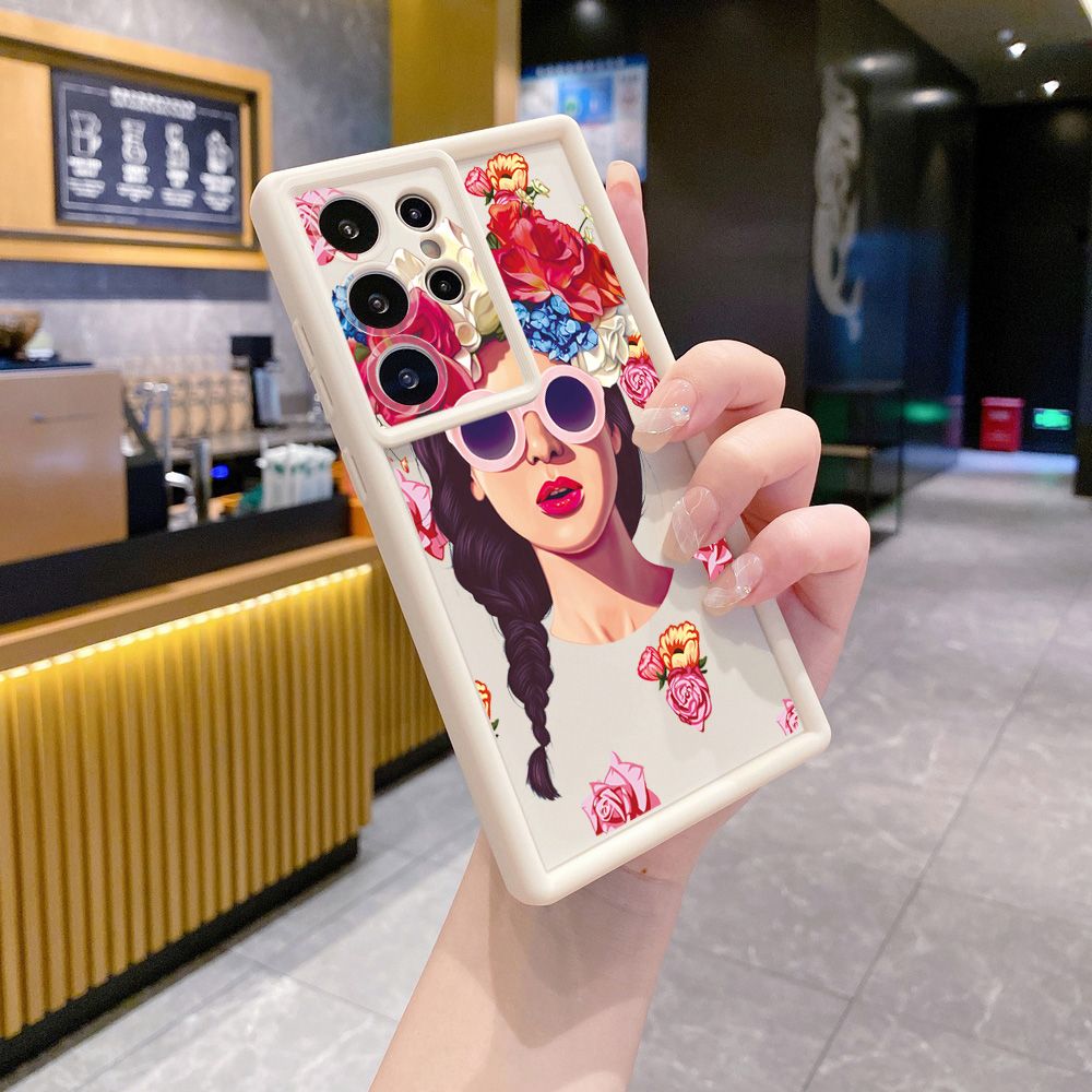 for Samsung Galaxy S24 S23 Ultra S22 Plus S21 FE S20 Beauty Flower Girl Full Protective Phone Case Anti Drop Cover