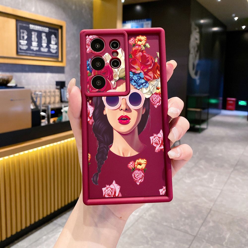 for Samsung Galaxy S24 S23 Ultra S22 Plus S21 FE S20 Beauty Flower Girl Full Protective Phone Case Anti Drop Cover