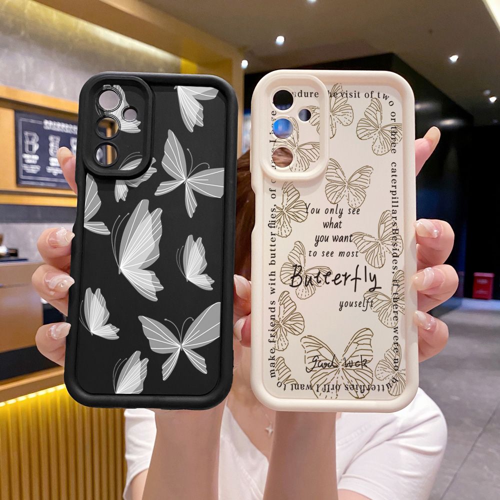 for Samsung Galaxy A15 A05 A35 A55 A14 A34 A33 A53 A73 A32 A52S A72 Drawing Butterfly Retro Full Protective Phone Case Anti Drop Cover