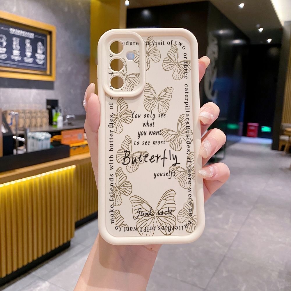 for Samsung Galaxy A15 A05 A35 A55 A14 A34 A33 A53 A73 A32 A52S A72 Drawing Butterfly Retro Full Protective Phone Case Anti Drop Cover