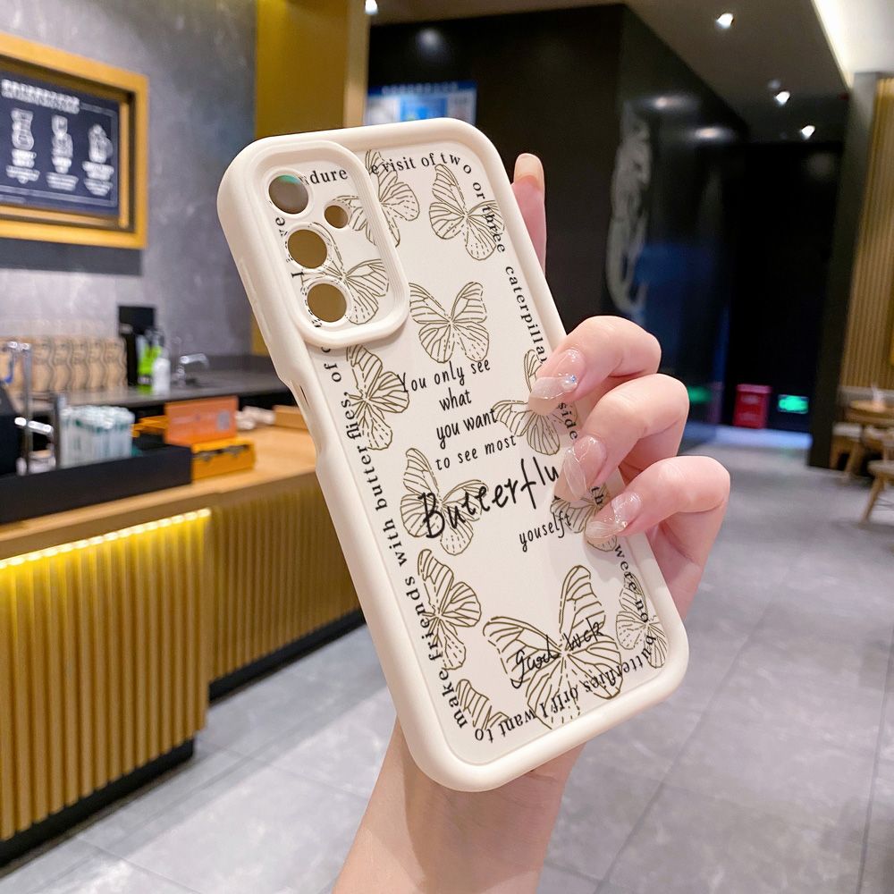 for Samsung Galaxy A15 A05 A35 A55 A14 A34 A33 A53 A73 A32 A52S A72 Drawing Butterfly Retro Full Protective Phone Case Anti Drop Cover