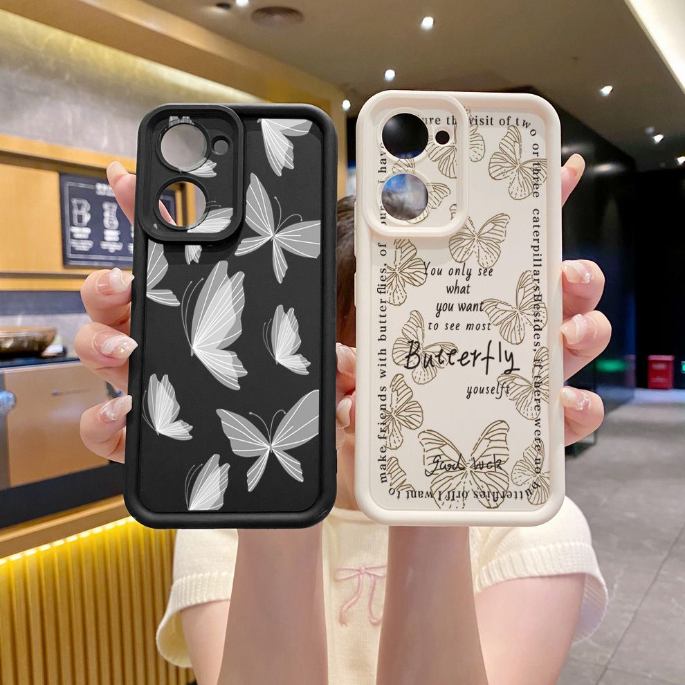 for VIVO Y17S Y27 T1X Y02S Y21S Y02 Y33S Y12S Y18 Y38 Drawing Butterfly Retro Full Protective Phone Case Anti Drop Cover