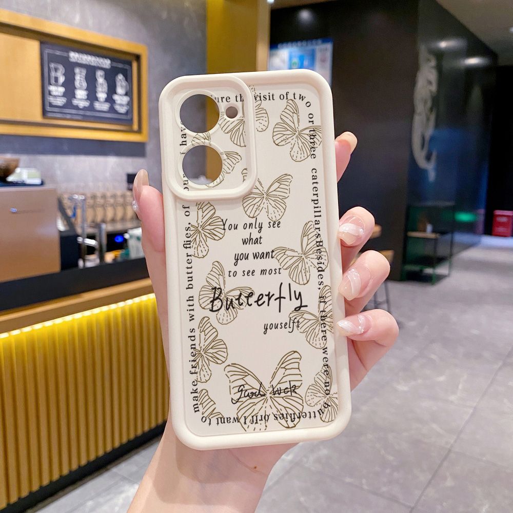 for VIVO Y17S Y27 T1X Y02S Y21S Y02 Y33S Y12S Y18 Y38 Drawing Butterfly Retro Full Protective Phone Case Anti Drop Cover
