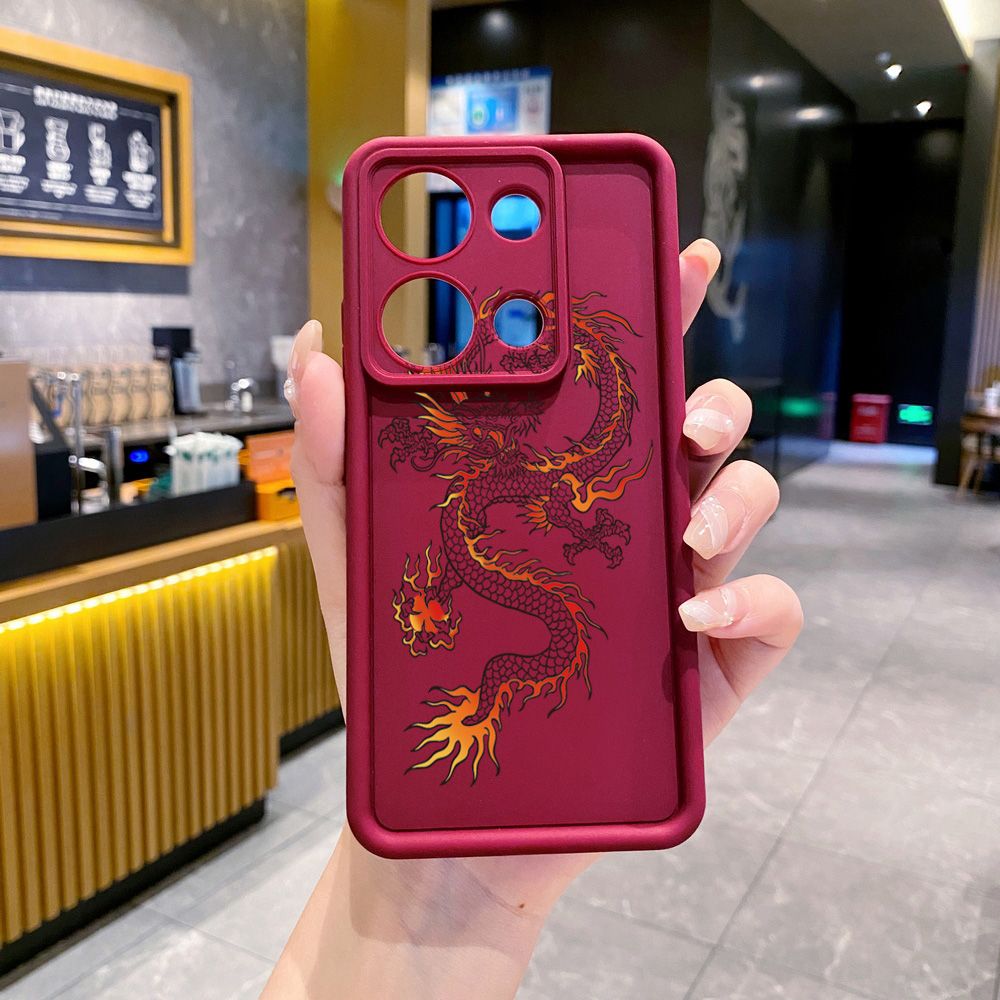 for Xiaomi Redmi Note 13 Pro 5G 12S 4G 12 Turbo 11S 13C 12C Chinese Fire Dragon Full Protective Phone Case Anti Drop Cover