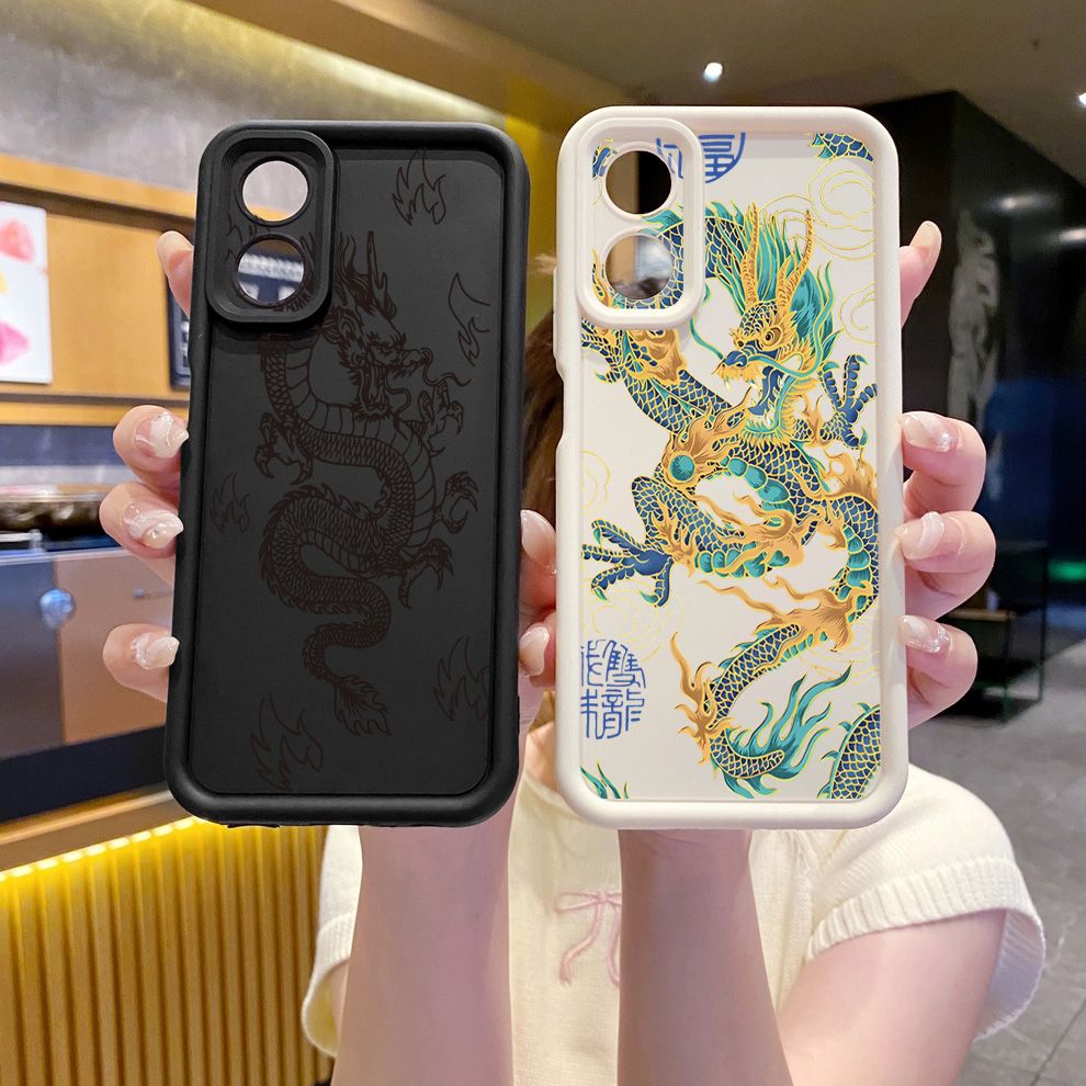 for OPPO A60 A18 A38 A17 A16 A57 A77 4G A59 A98 A78 A58 5G Chinese Dragon Full Protective Phone Case Anti Drop Cover