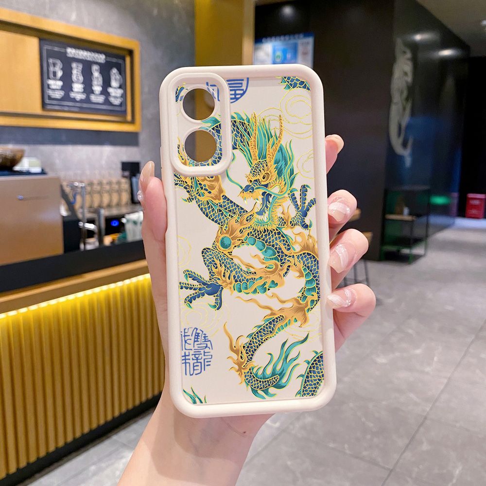 for OPPO A60 A18 A38 A17 A16 A57 A77 4G A59 A98 A78 A58 5G Chinese Dragon Full Protective Phone Case Anti Drop Cover