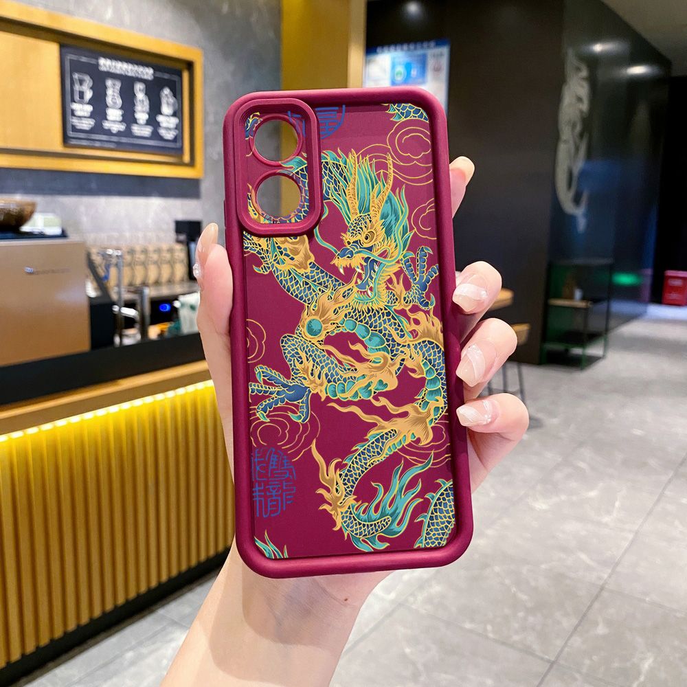 for OPPO A60 A18 A38 A17 A16 A57 A77 4G A59 A98 A78 A58 5G Chinese Dragon Full Protective Phone Case Anti Drop Cover