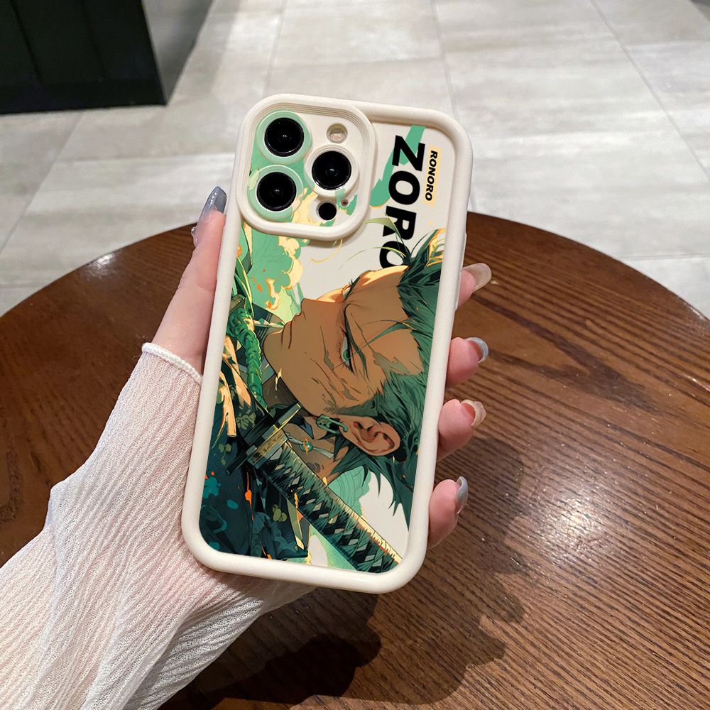 for iPhone 15 Pro Max 14 Plus 13 12 11 XR 8 7 SE 2022 XS One Piece Zoro Luffy Full Protective Phone Case Anti Drop Cover