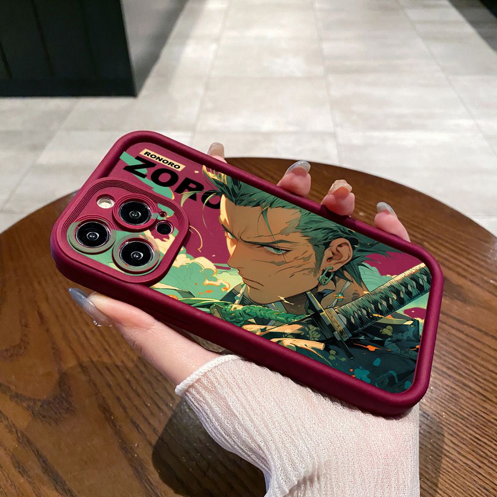 for iPhone 15 Pro Max 14 Plus 13 12 11 XR 8 7 SE 2022 XS One Piece Zoro Luffy Full Protective Phone Case Anti Drop Cover