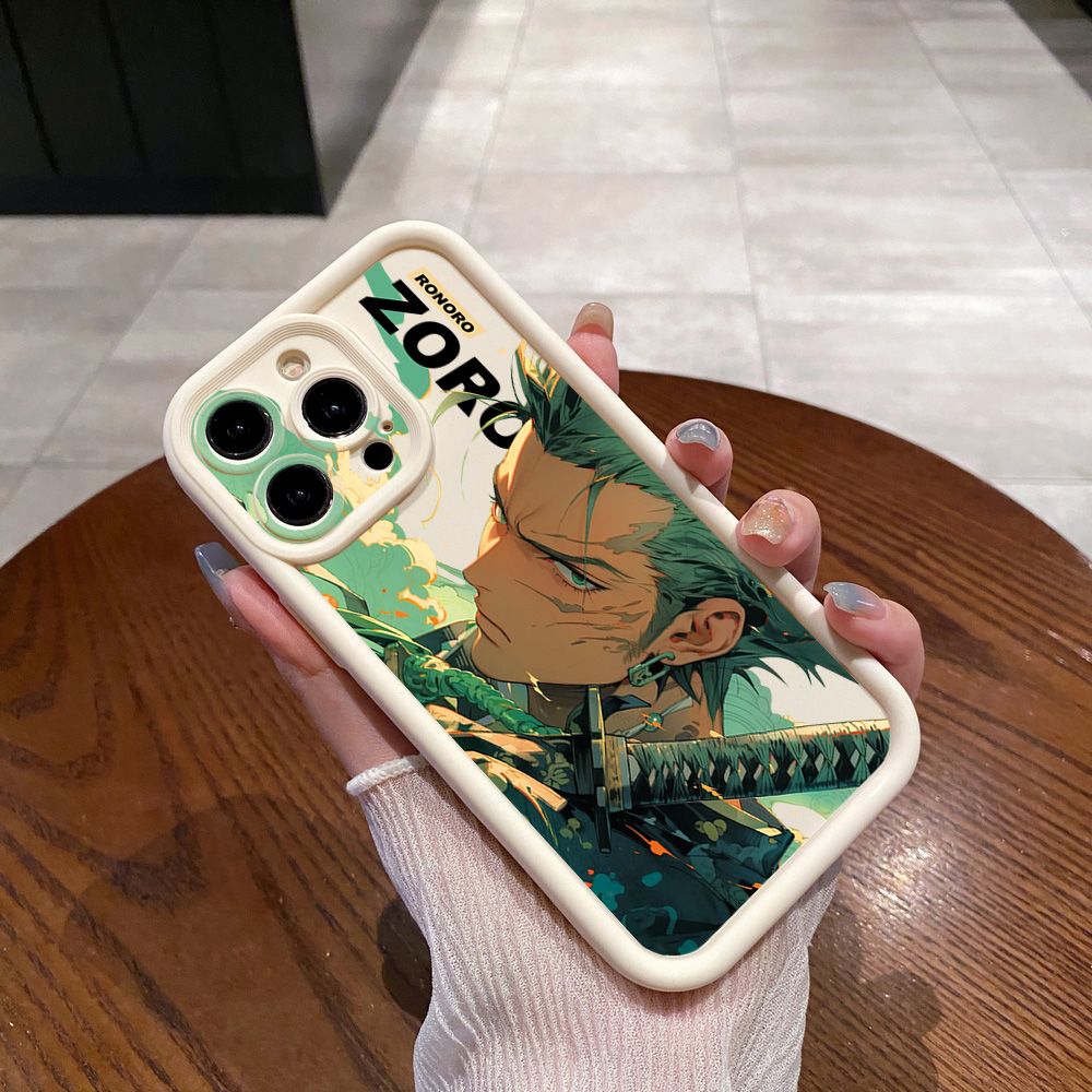 for iPhone 15 Pro Max 14 Plus 13 12 11 XR 8 7 SE 2022 XS One Piece Zoro Luffy Full Protective Phone Case Anti Drop Cover