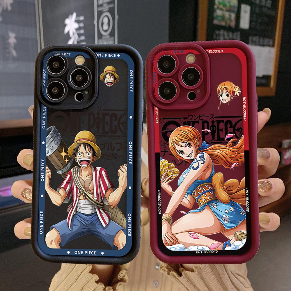for iPhone 15 Pro Max 14 Plus 13 12 11 XR 8 7 SE 2022 XS One Piece Luffy Nami Full Protective Phone Case Anti Drop Cover