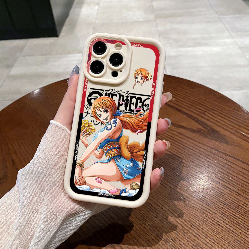 for iPhone 15 Pro Max 14 Plus 13 12 11 XR 8 7 SE 2022 XS One Piece Luffy Nami Full Protective Phone Case Anti Drop Cover