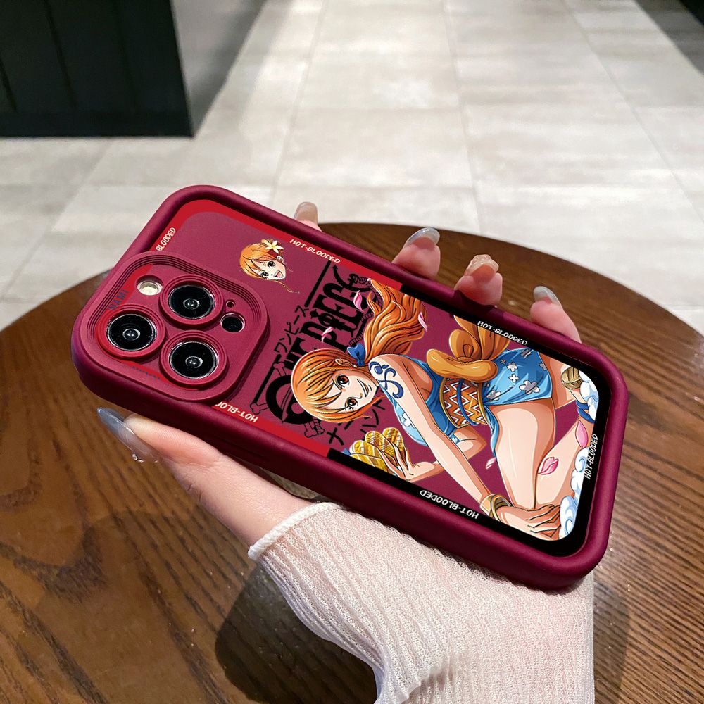 for iPhone 15 Pro Max 14 Plus 13 12 11 XR 8 7 SE 2022 XS One Piece Luffy Nami Full Protective Phone Case Anti Drop Cover