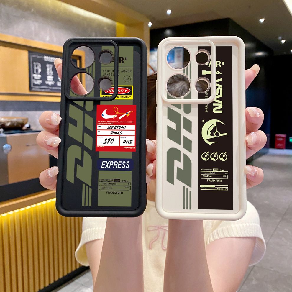 for Xiaomi Redmi Note 13 Pro 5G 12S 4G 12 Turbo 11S 13C 12C NASA DHL Barcode Label Full Protective Phone Case Anti Drop Cover