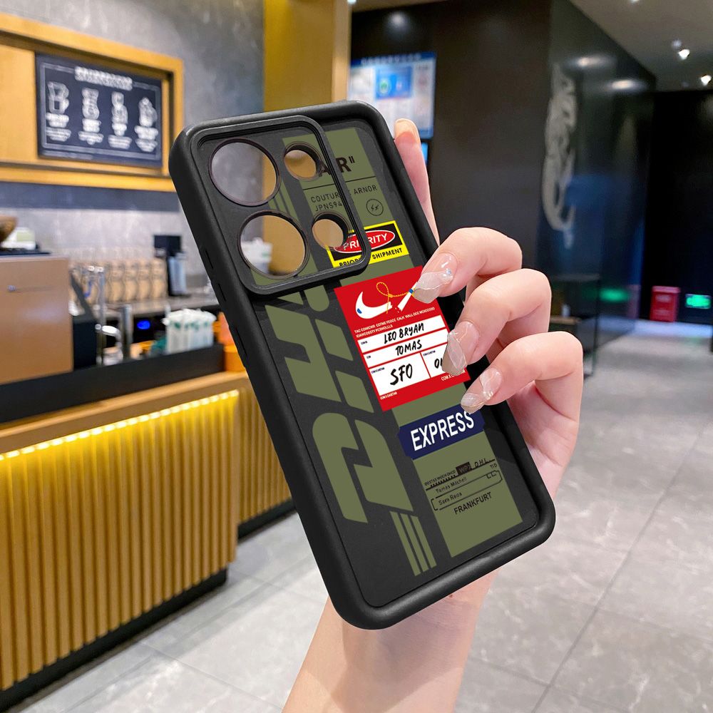 for Xiaomi Redmi Note 13 Pro 5G 12S 4G 12 Turbo 11S 13C 12C NASA DHL Barcode Label Full Protective Phone Case Anti Drop Cover