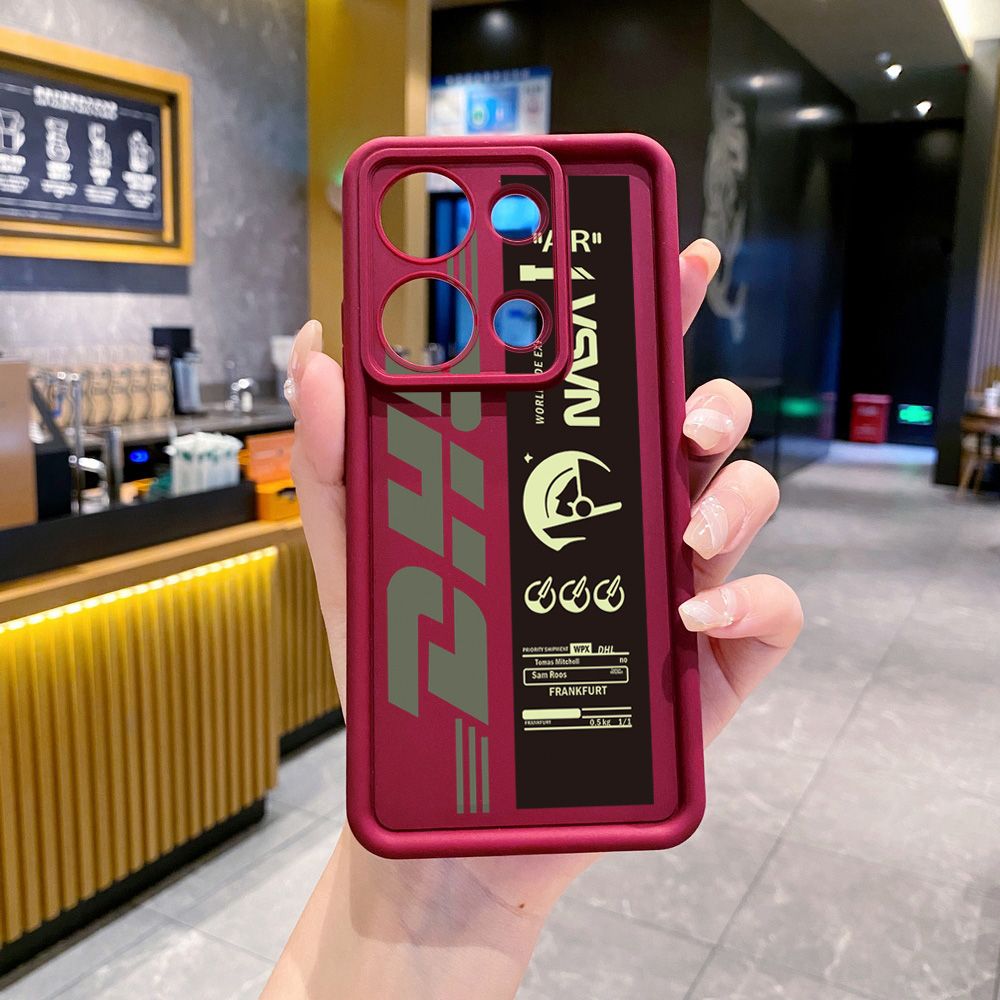 for Xiaomi Redmi Note 13 Pro 5G 12S 4G 12 Turbo 11S 13C 12C NASA DHL Barcode Label Full Protective Phone Case Anti Drop Cover