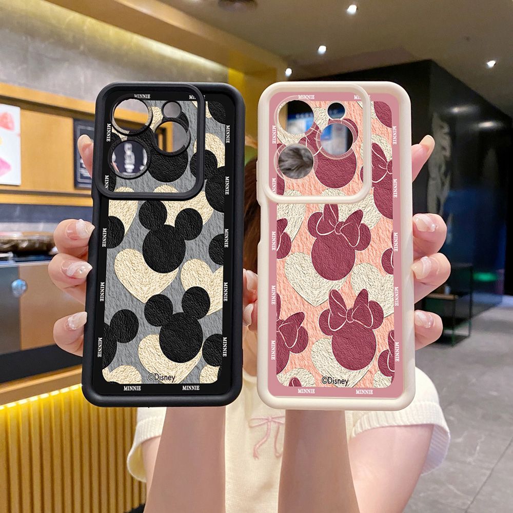 for Infinix Hot 40i 40 Pro 30 Play Note 30 Smart 8 Mickey Minnie Face Full Protective Phone Case Anti Drop Cover