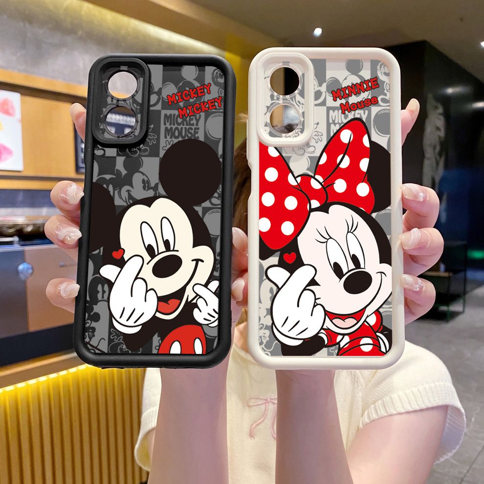 for OPPO A60 A18 A38 A17 A16 A57 A77 4G A59 A98 A78 A58 5G Sweet Couple Mickey Minnie Full Protective Phone Case Anti Drop Cover