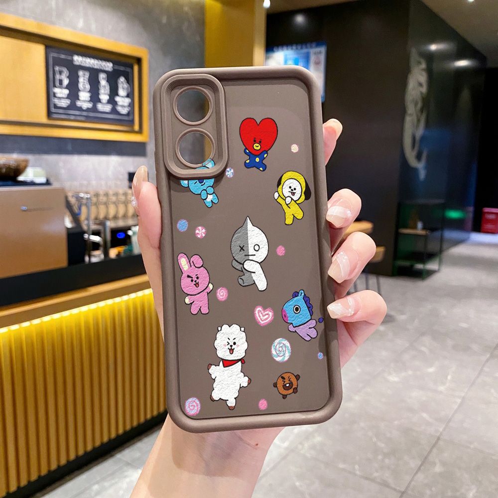 for OPPO A60 A18 A38 A17 A16 A57 A77 4G A59 A98 A78 A58 5G Cartoon BTS BT21 Full Protective Phone Case Anti Drop Cover