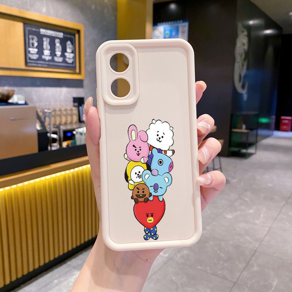 for OPPO A60 A18 A38 A17 A16 A57 A77 4G A59 A98 A78 A58 5G Cartoon BTS BT21 Full Protective Phone Case Anti Drop Cover