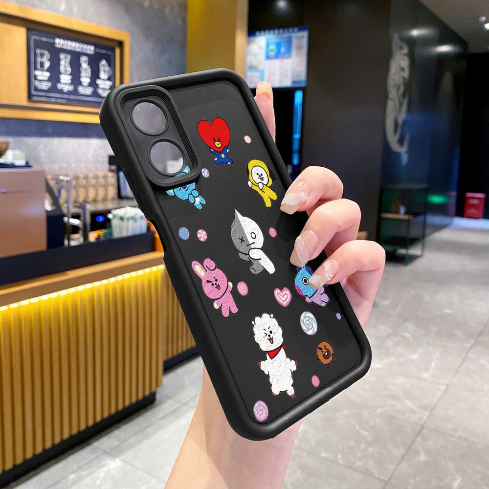 for OPPO A60 A18 A38 A17 A16 A57 A77 4G A59 A98 A78 A58 5G Cartoon BTS BT21 Full Protective Phone Case Anti Drop Cover