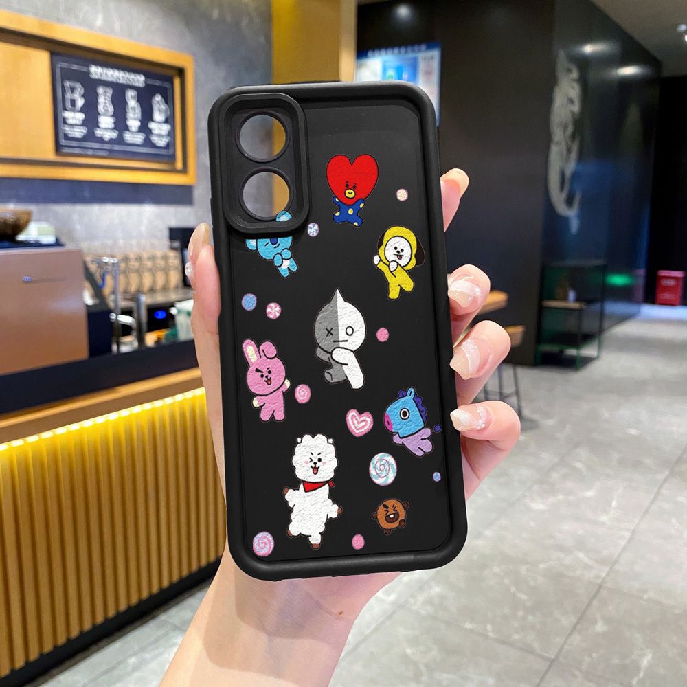 for OPPO A60 A18 A38 A17 A16 A57 A77 4G A59 A98 A78 A58 5G Cartoon BTS BT21 Full Protective Phone Case Anti Drop Cover