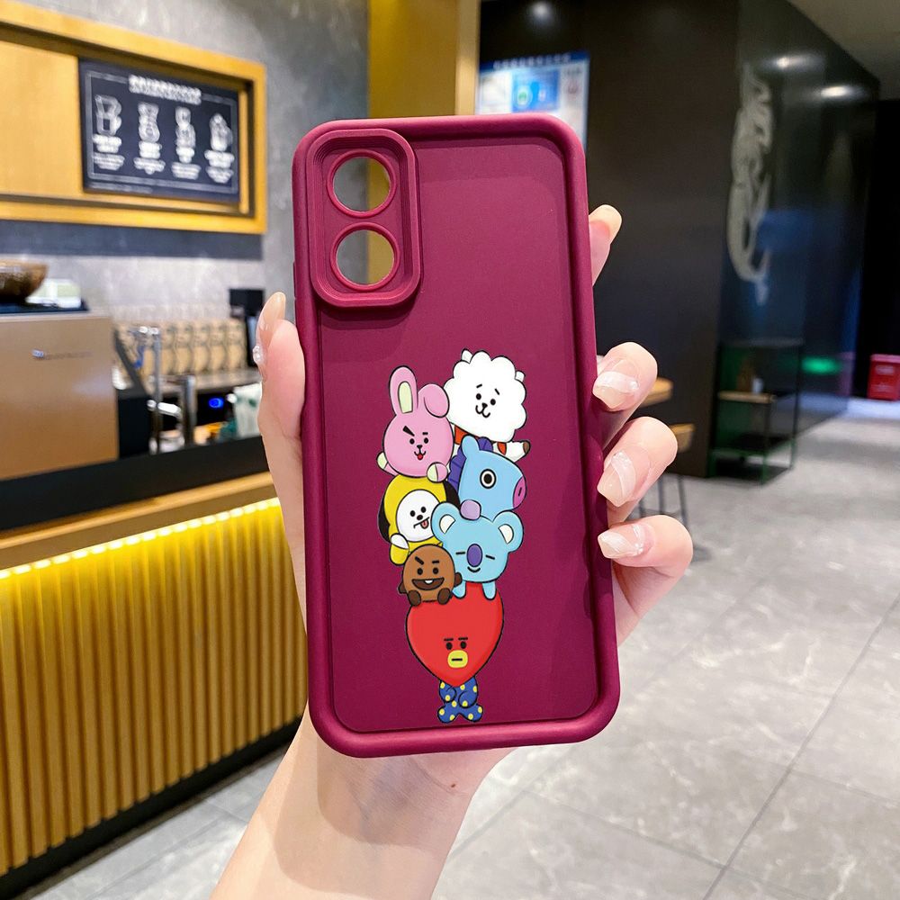 for OPPO A60 A18 A38 A17 A16 A57 A77 4G A59 A98 A78 A58 5G Cartoon BTS BT21 Full Protective Phone Case Anti Drop Cover