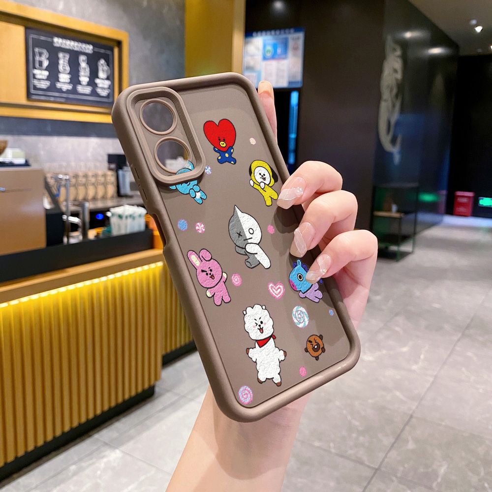 for OPPO A60 A18 A38 A17 A16 A57 A77 4G A59 A98 A78 A58 5G Cartoon BTS BT21 Full Protective Phone Case Anti Drop Cover