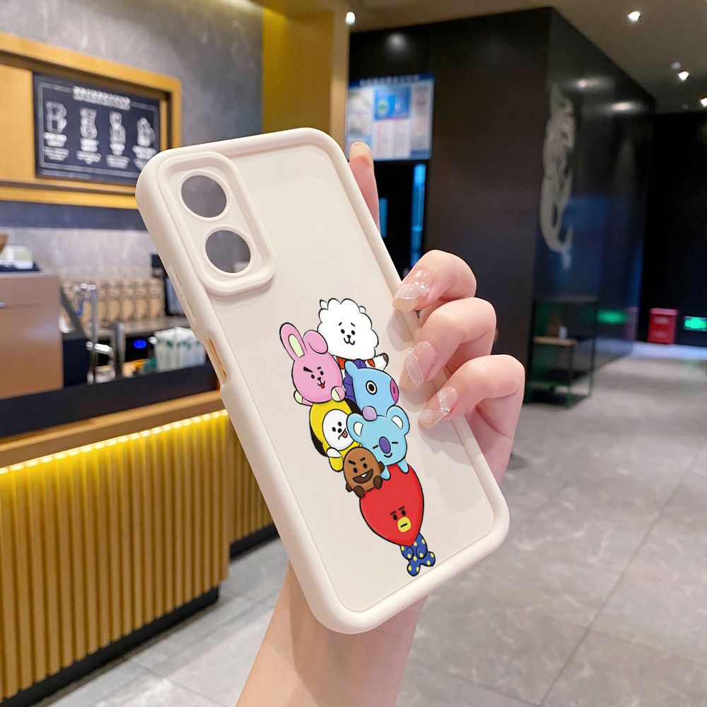 for OPPO A60 A18 A38 A17 A16 A57 A77 4G A59 A98 A78 A58 5G Cartoon BTS BT21 Full Protective Phone Case Anti Drop Cover